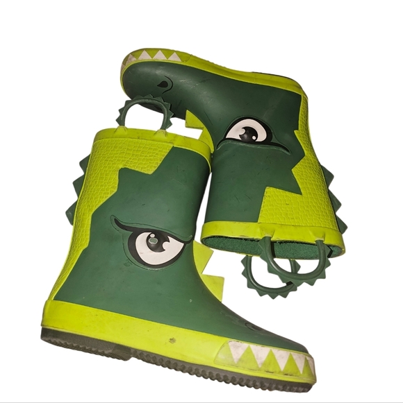 Members Mark Kids Green Dinosaur Rain Boots with Lime Accents - Picture 3 of 9